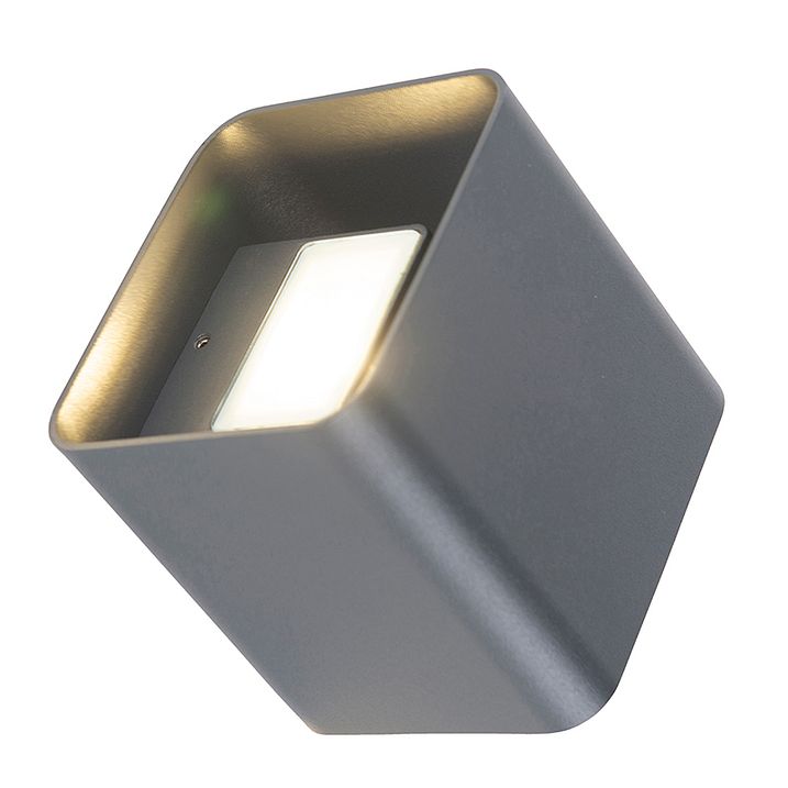 Moderna sienas lampa tumši pelēka ar LED IP54 kvadrātveida - Evi