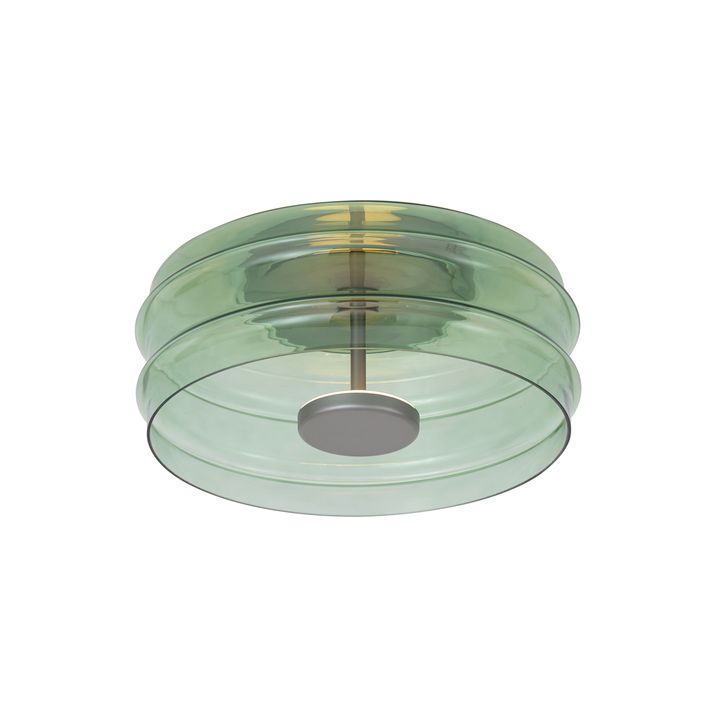 Plafonnier design couleur canon de fusil avec verre vert incluant LED à intensité variable en 3 étapes - Meadow