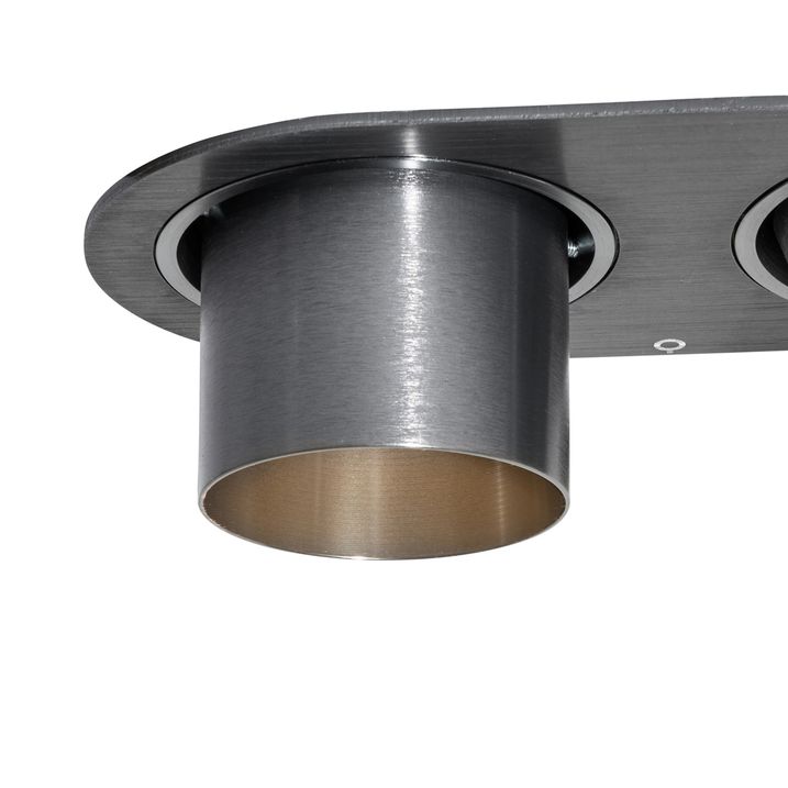 Set van 6 inbouwspots gunmetal GU10 50mm 2-lichts - Installa