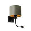 Wandlamp-zwart-met-velours-kap-groen-18cm---Brescia