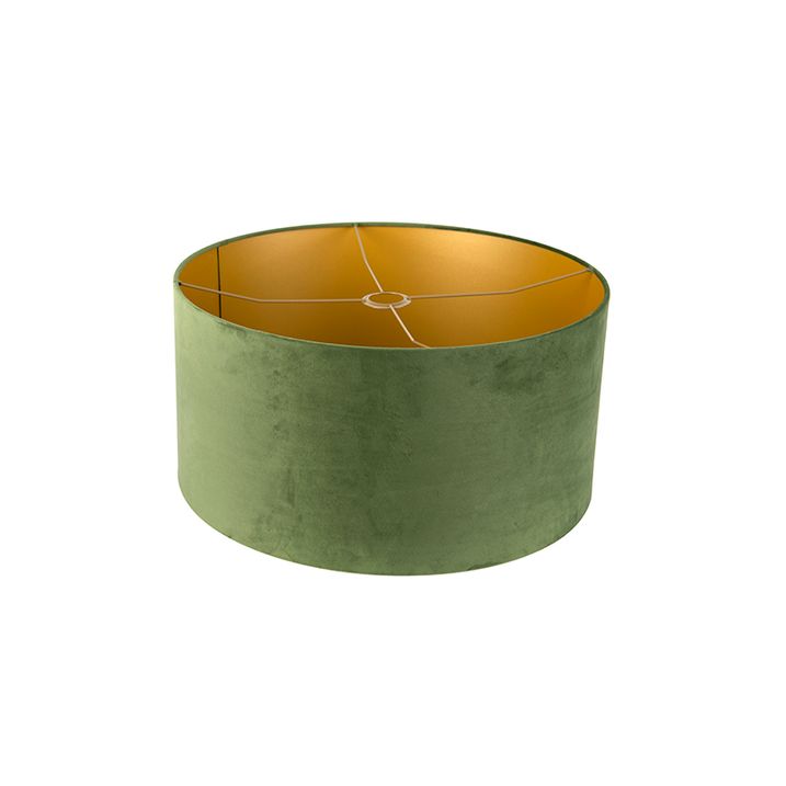 Abat-jour en velours vert 50/50/25 avec intérieur doré