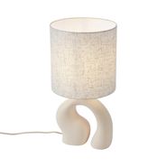 Lámpara-de-mesa-Japandi-beige-con-pantalla-de-lino---Dahlia