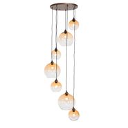 Suspension-Art-Déco-bronze-foncé-avec-verre-ambré-7-lumières---Sandra