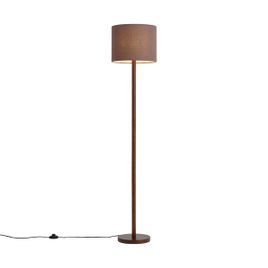 Lampada da terra Japandi in legno di noce con paralume in lino marrone 151 cm - Mels