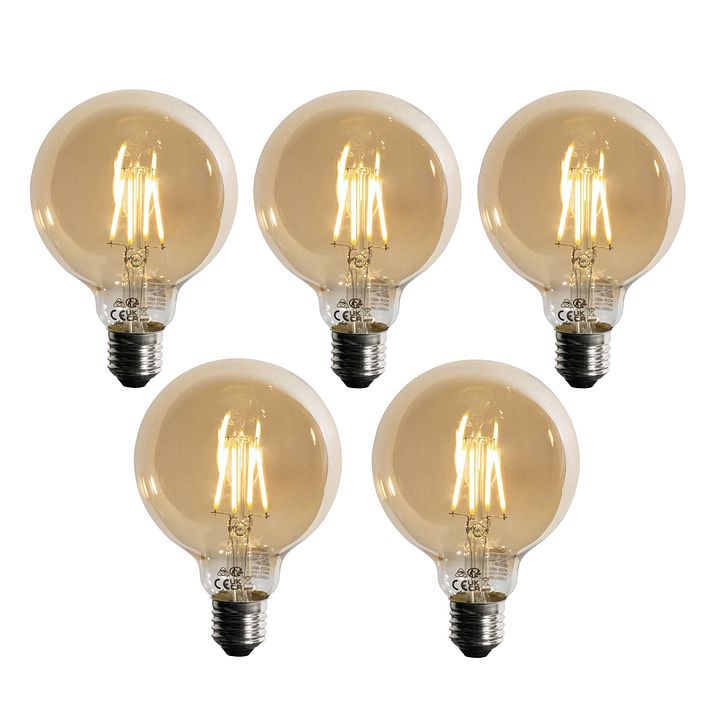 Sæt af 5 E27 3-trins dæmpbar LED-pære guld G95 4W 450lm 2700K
