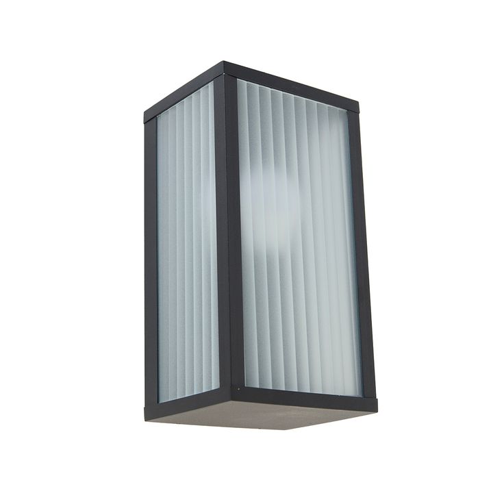 Applique murale d'extérieur intelligente noire avec verre nervuré incl. WiFi A60 - Charlois