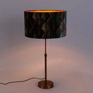 Stolní-lampa-bronzová-s sametovým-stínidlem-s motivem-listů-a zlatým-vnitřkem---Parte
