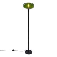 Retro-stojací-lampa-černá-se-zeleným-sklem---Bizle