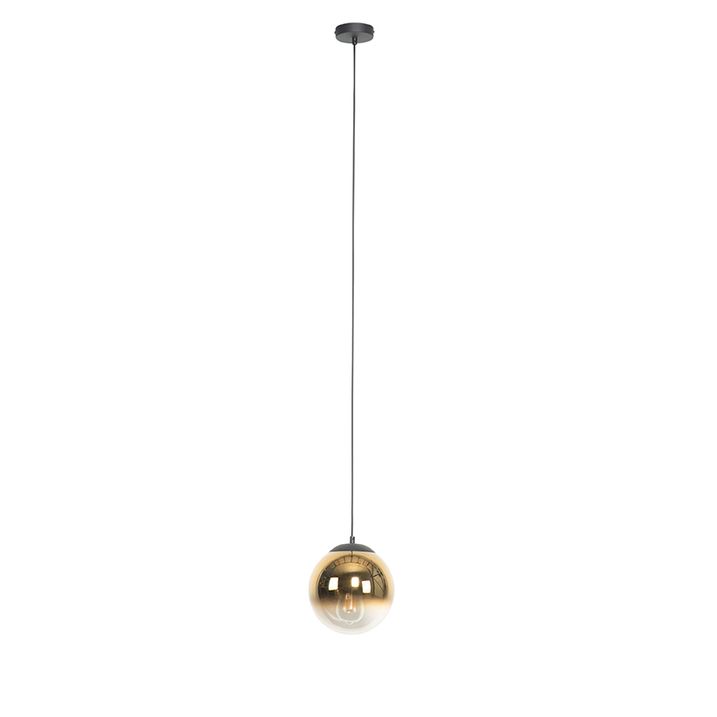 Art Deco Hängelampe schwarz mit Goldglas 20 cm - Pallon