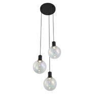 Lámpara-colgante-de-diseño-negra-con-cristal-arcoíris-redondo-de-3-luces---Mallon
