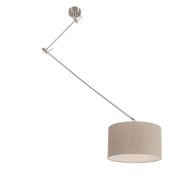 Hanglamp-staal-met-kap-35-cm-lichtbruin-verstelbaar---Blitz