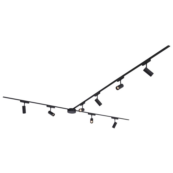Nowoczesny system oświetlenia szynowego z 8 czarnymi reflektorami jednofazowymi 400 cm - Magnetic Gert