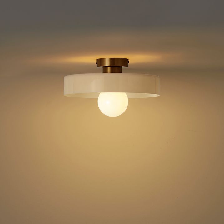 Retro Deckenleuchte Bronze mit beigem Glas - Jina