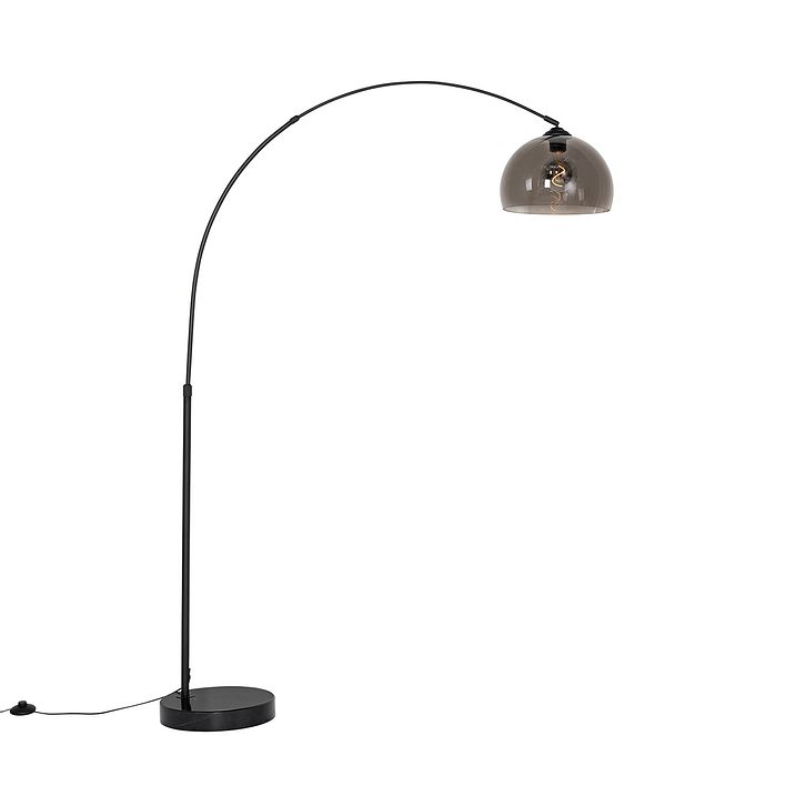 Moderna arkas lampa melna ar dūmu stiklu - Arc
