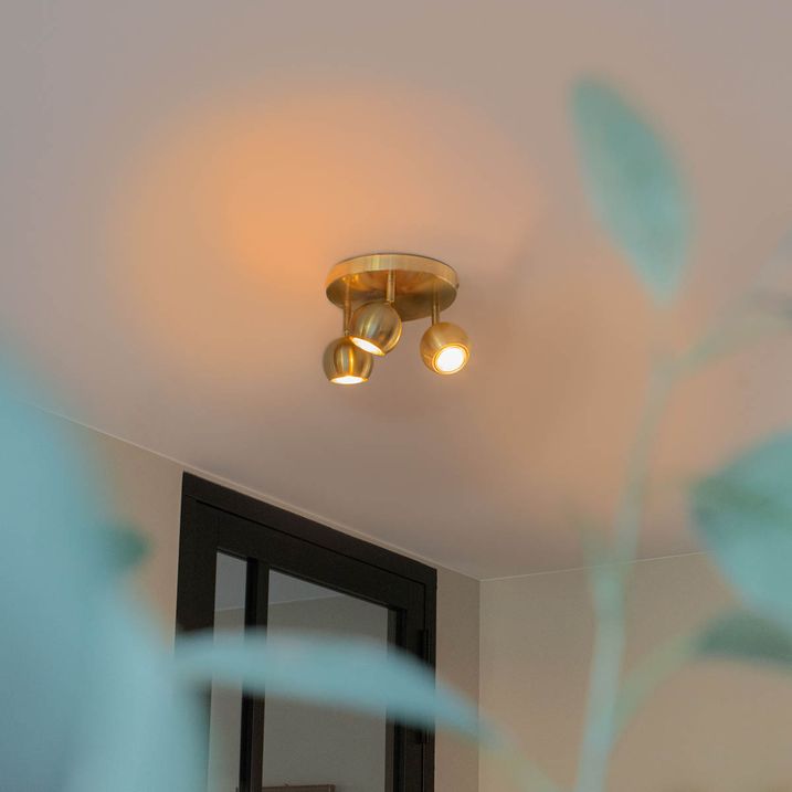 Spot rond rétro en laiton avec plaque de plafond 3 lumières - Gissi