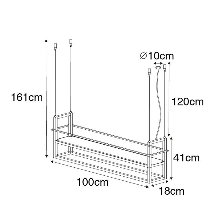 Průmyslové závěsné svítidlo černé se 4-světelným regálem - Cage Rack