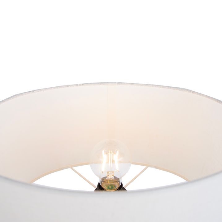 Lattiavalaisin beige soikealla valkoisella pellavavarjostimella 35cm - Thijmen