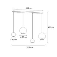 Lampada-a-sospensione-bronzo-con-vetro-fumé-ambrato-e-verde-rettangolare-4-luci---Bao