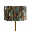 Tafellamp-brons-met-velours-lampenkap-blad-dessin-met-gouden-binnenkant---Pisos