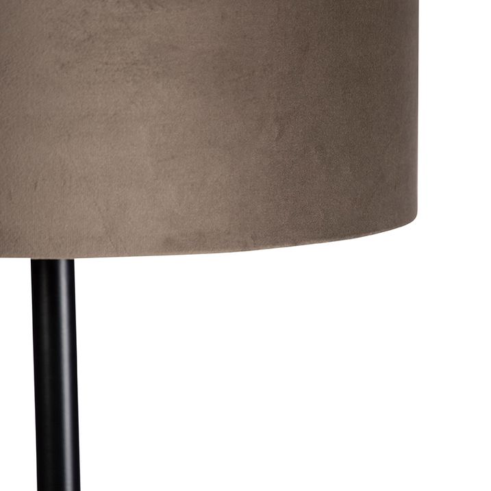 Gulvlampe sort med taupe og gull fløyels skjerm 40 cm - Simplo