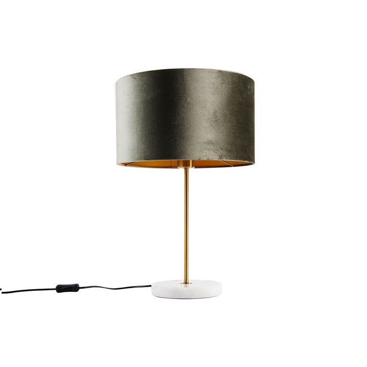 Stona lampa mesingana sa zelenim somotskim abažurom 35cm - Kaso