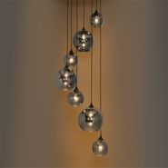 Lampadario-Art-Déco-nero-con-vetro-fumé-rotondo-7-luci---Sandra