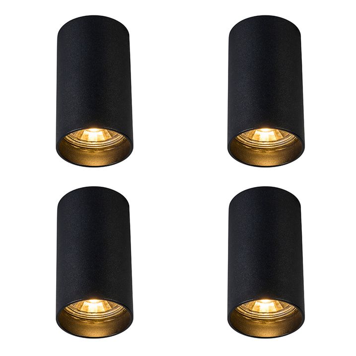 4 darabos modern, felületre szerelhető spotlámpa szett fekete 5,5 cm GU10 50 mm - Tuba