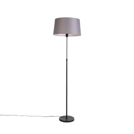 Lampadaire noir avec abat-jour en lin gris foncé 45 cm - Parte