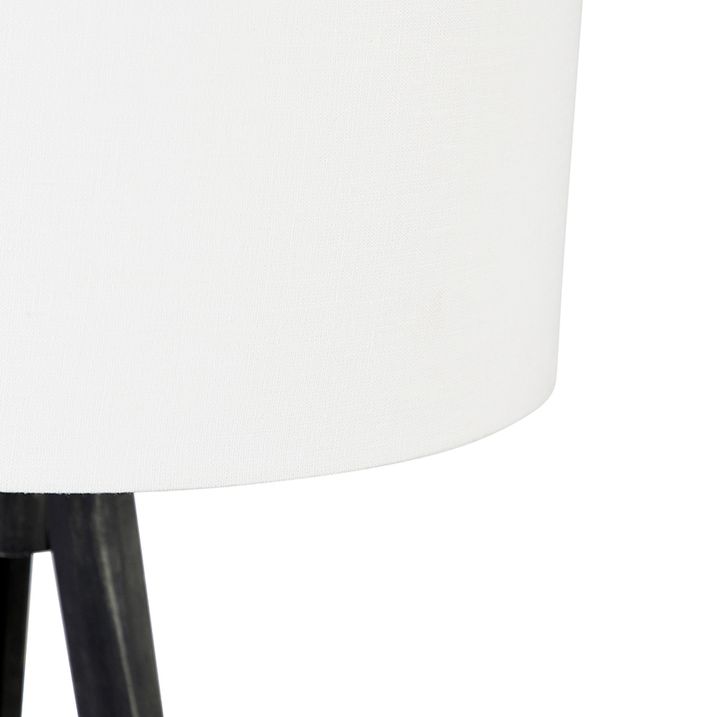 Candeeiro de pé tripé preto com abaajur branco 50 cm - Tripod Classic