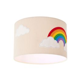 Kinder plafondlamp beige met kap van ribbelstof 38cm - Petit Rainbow