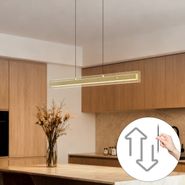 Moderne-Hängelampe-Messing-mit-klarem-Glas-inkl.-LED-Easylift---Catch