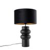 Design Table Lamp Black Velvet Shade Black with Gold 35 cm - Alisia