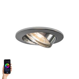 Smart Recessed Spotlight Steel Tiltable Incl. Wifi GU10 - Edu