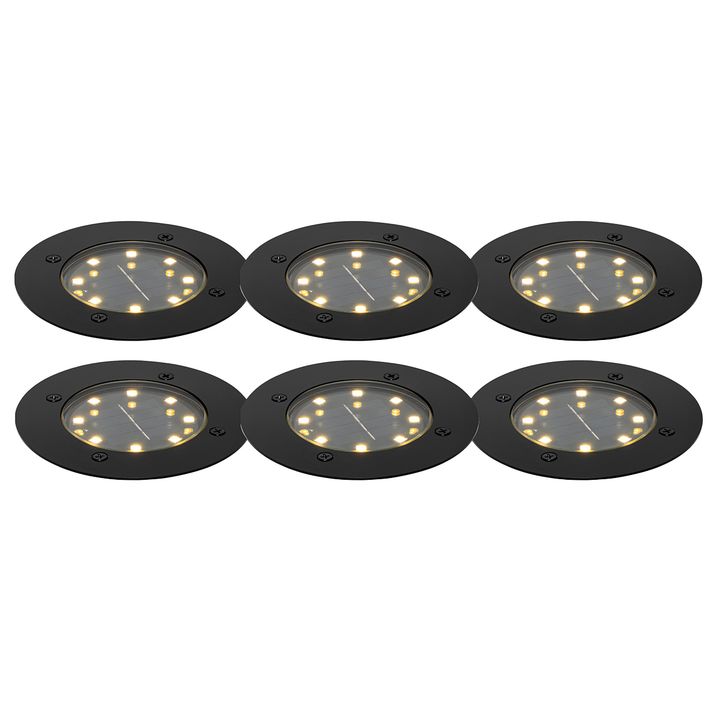 Set of 6 Black Ground Spotlights Incl. LED IP65 Solar - Terry
