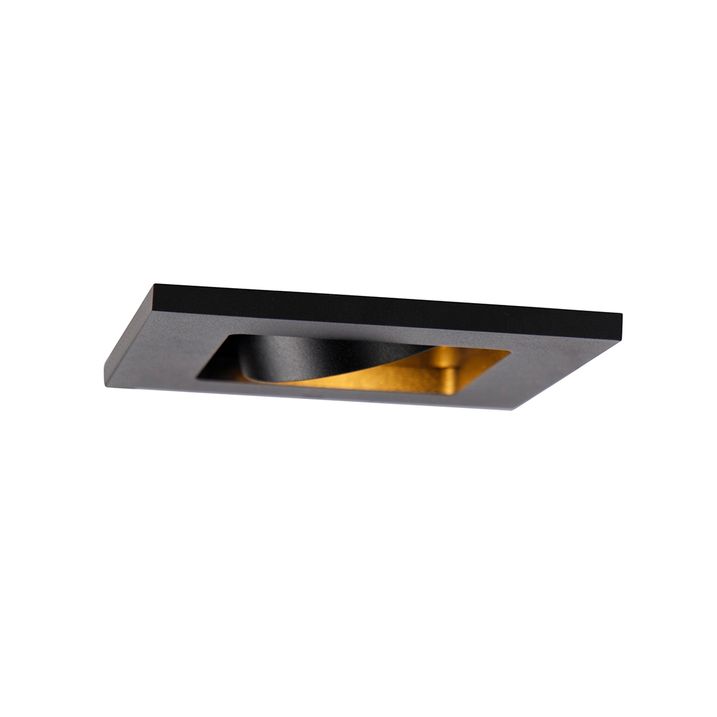 Set of 3 Modern Recessed Spotlights Black Adjustable - Qure