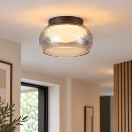 Art Deco taklampa Gunmetal med rökglas inkl. 3-stegs dimbar LED - Thimble