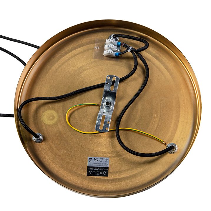 Art Deco Pendelleuchte gold mit schwarzem Glas 3-Licht - Pallon