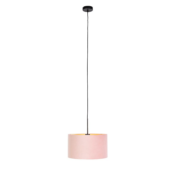 Ripatslamp roosa sametkattega ja kullaga 35 cm - Combi