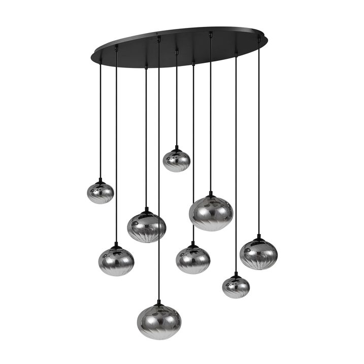 Moderne Hängelampe schwarz mit Rauchglas 9-flammig - Jia