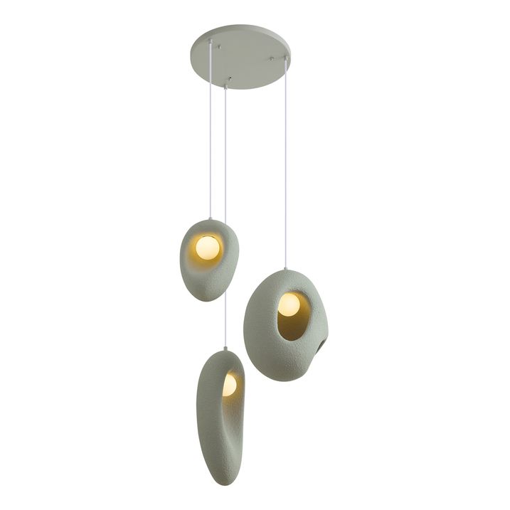Japandi Pendant Lamp White with Organic Light Green Shade 3-Light - Moonstone