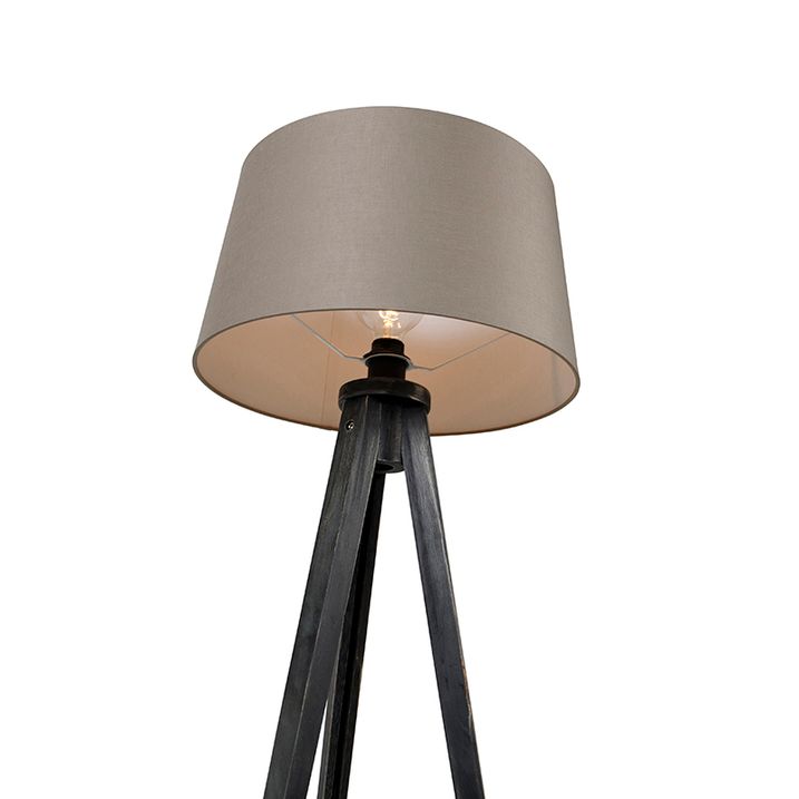 Трипод черен с платнена абажур таупе 45 см - Tripod Classic