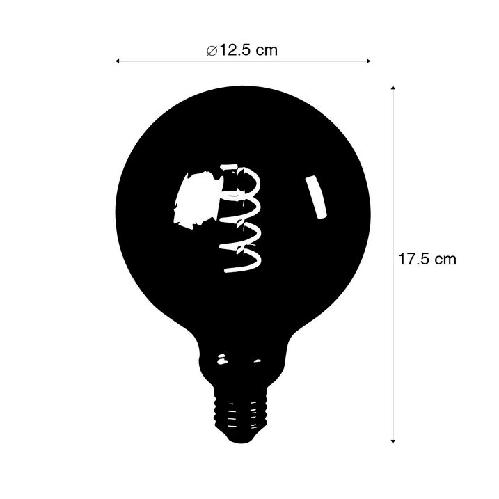 Set od 5 E27 prigušivih LED sijalica sa uvijenim filamentom G125 dimljena 4W 120lm 1800K