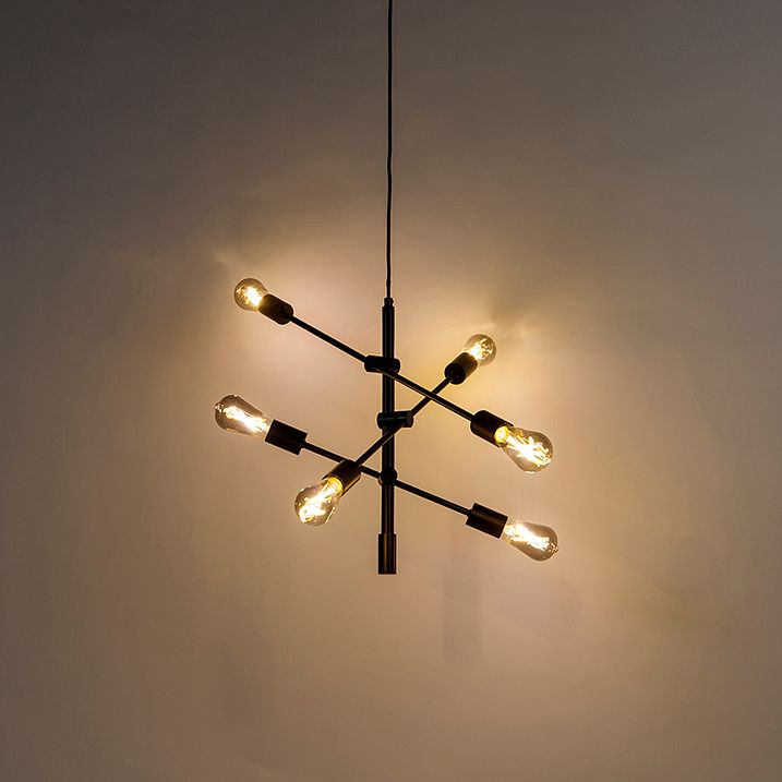Viedā industriālā piekaramā lampa melna, ieskaitot 6 WiFi ST64 - Sydney