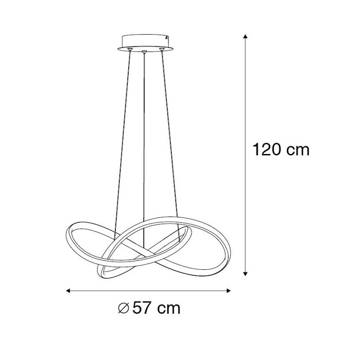 Pendellampe sort 57 cm 3-trins dæmpbar inkl. LED - Viola Due