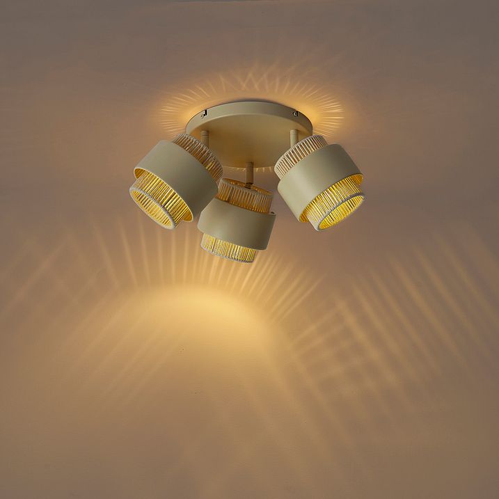 Faretto da soffitto moderno beige con corda 3 luci ruotabile e inclinabile - Kora