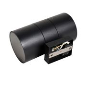 Moderne-utendørs-vegglampe-svart-2-lys-AR111-IP44---Duo