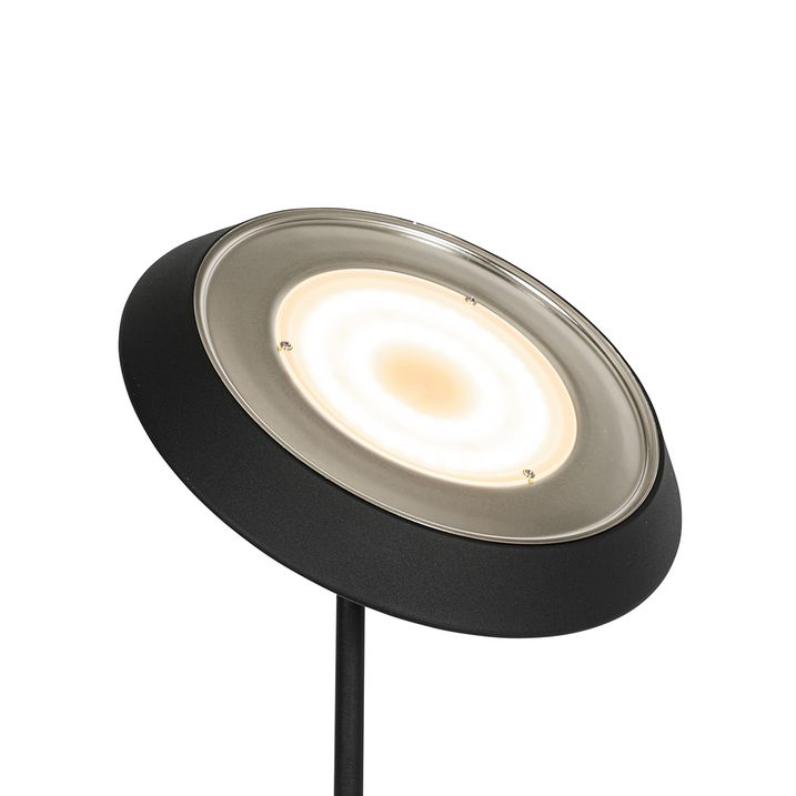 Lampada da terra nera con LED e dimmer con luce di lettura - Fez
