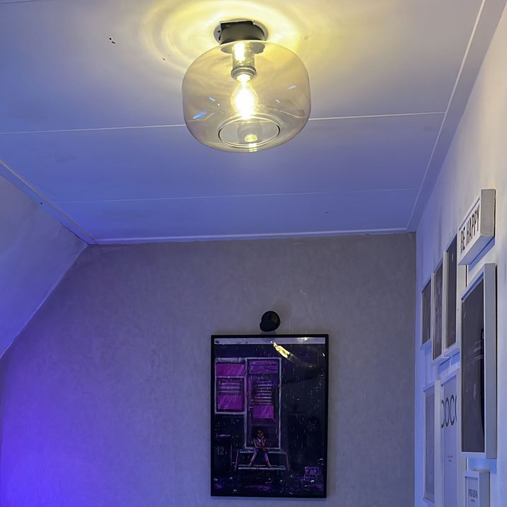 Plafonnier intelligent noir avec verre ambré incl. Wifi A60 - Bizle