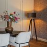 Vloerlamp tripod zwart met taupe kap en goud 50 cm - Puros