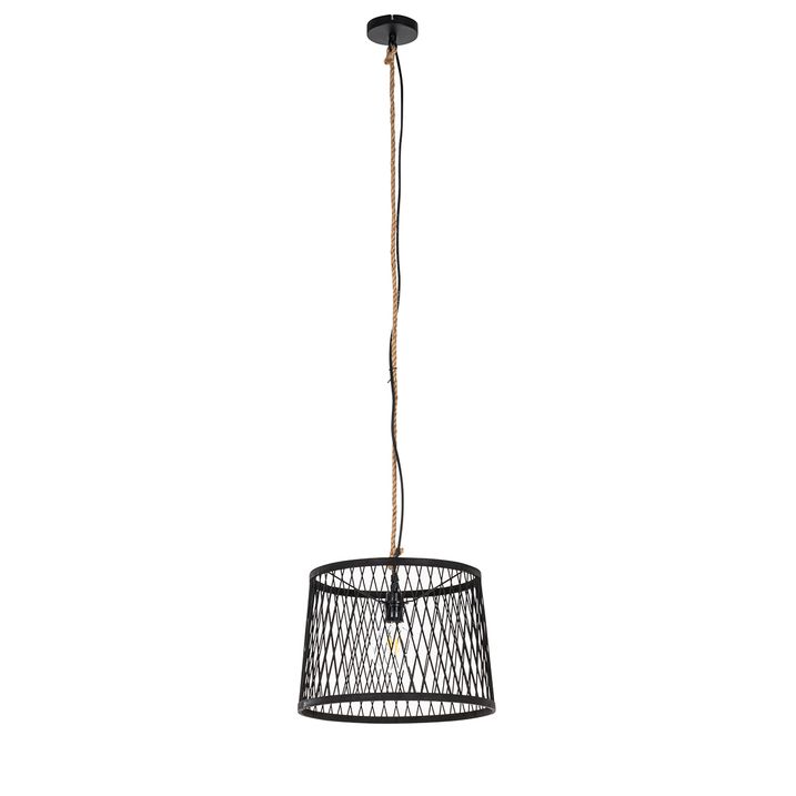 Rustikalna zunanja viseča svetilka črna ratan 40 cm - Calamus